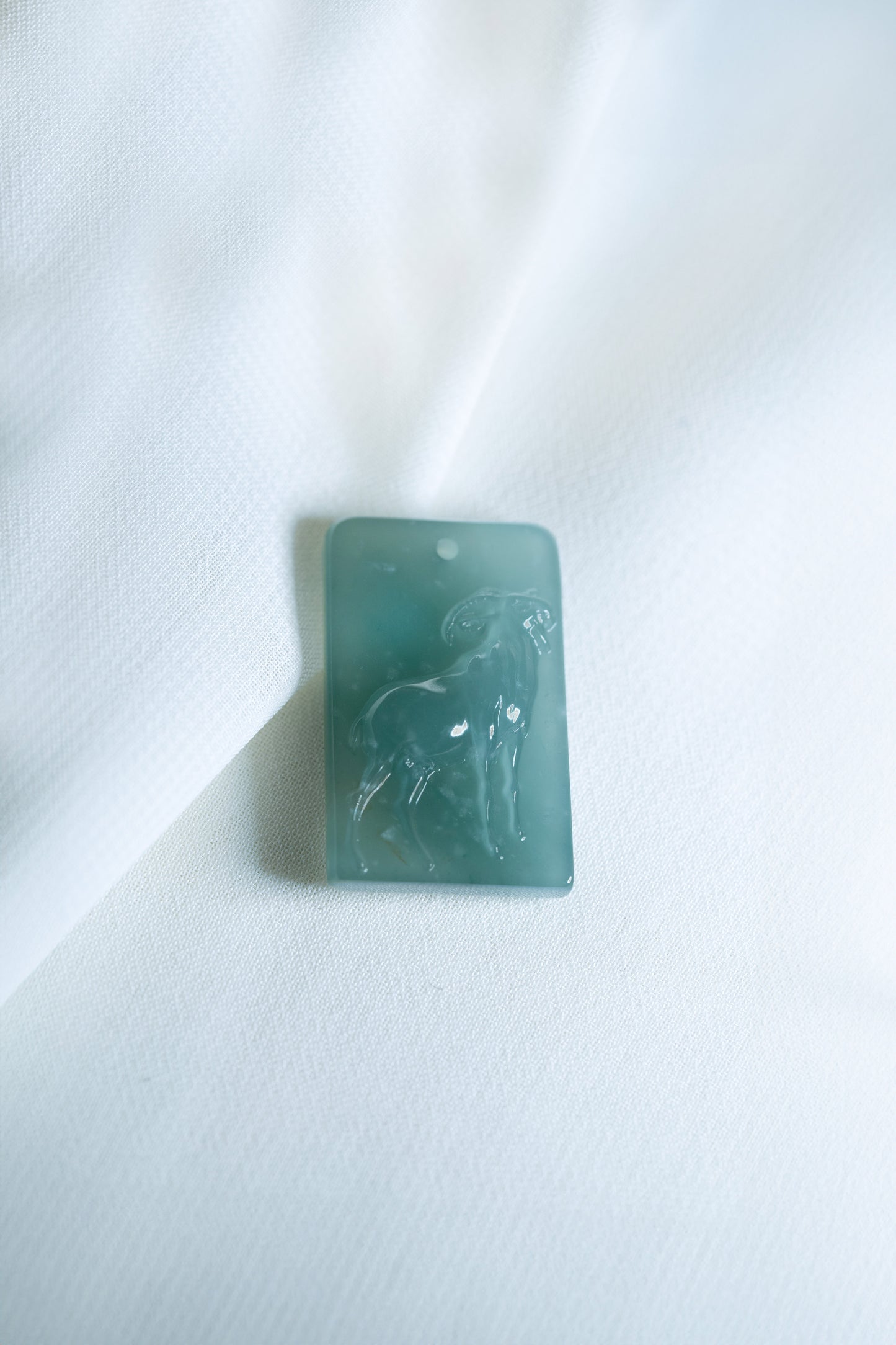 Zodiac - Goat - Bluish Green Jadeite