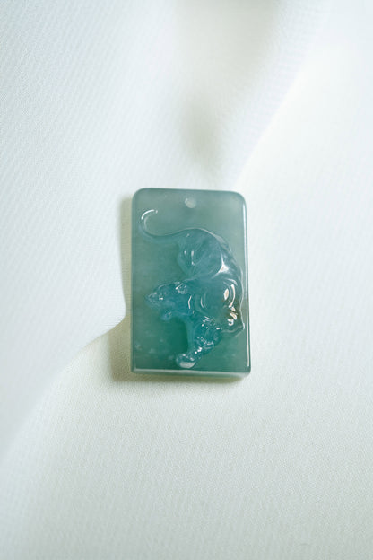 Zodiac - Tiger - Bluish Green Jadeite