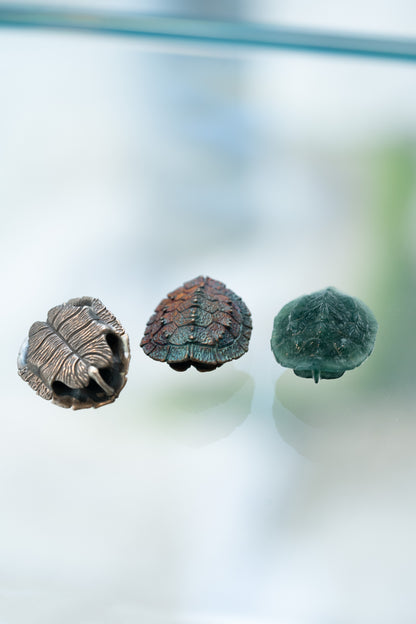 Turtle Shell Pendants in silver and jadeite