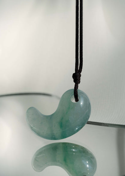 Pale Green Jadeite Comma with Medium Bluish Green patches