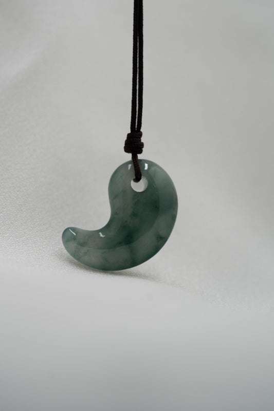 Light Bluish Green Jadeite Comma with Deep Bluish Green patches - Meilan Jewelry & Arts Ltd