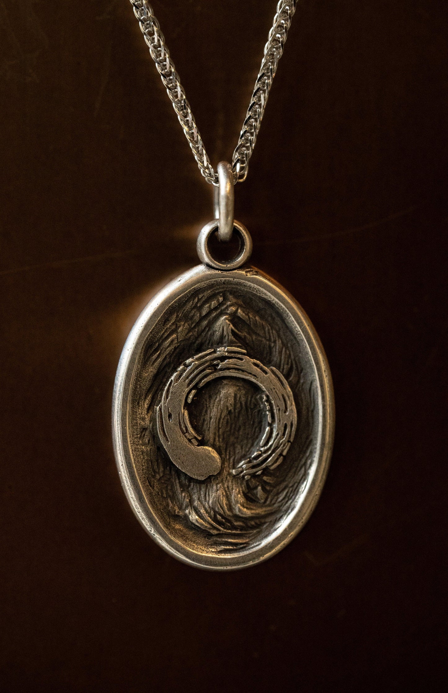 Enso Pendant - Silver - Oval - Meilan Jewelry & Arts Ltd