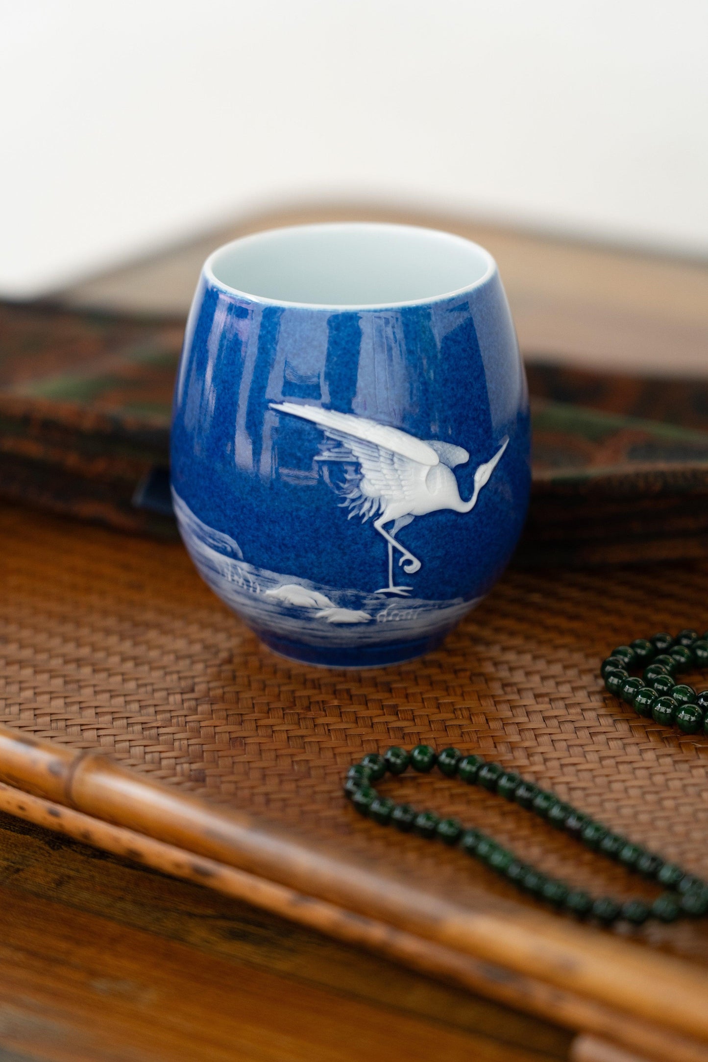 Porcelain Cup - Crane at Rest - Meilan Jewelry & Arts Ltd