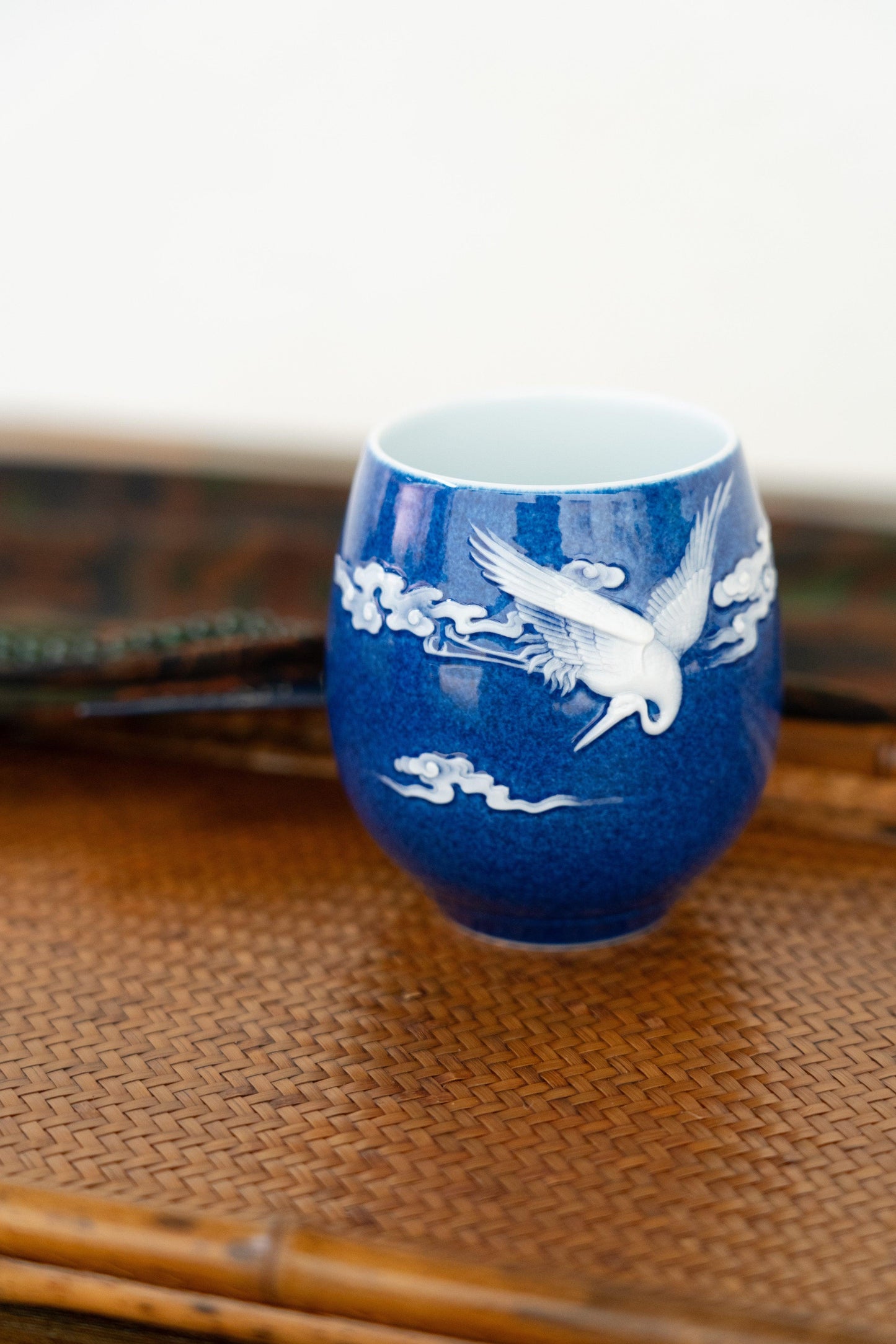 Porcelain Cup - Crane in Flight - Meilan Jewelry & Arts Ltd