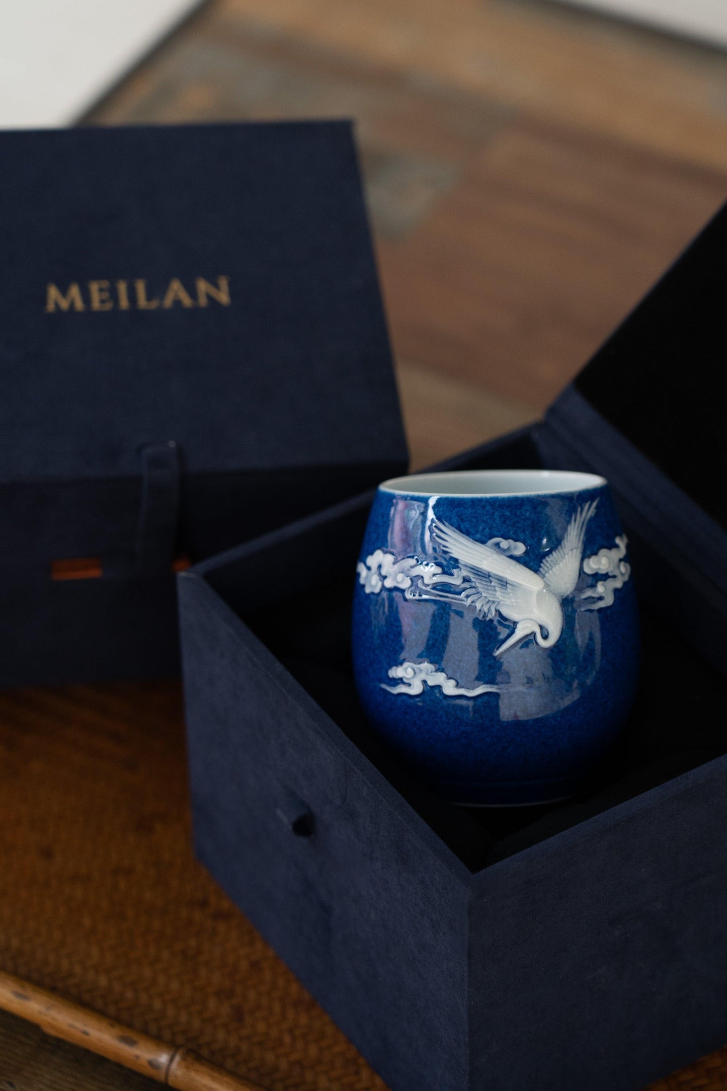 Porcelain Cup - Crane in Flight - Meilan Jewelry & Arts Ltd