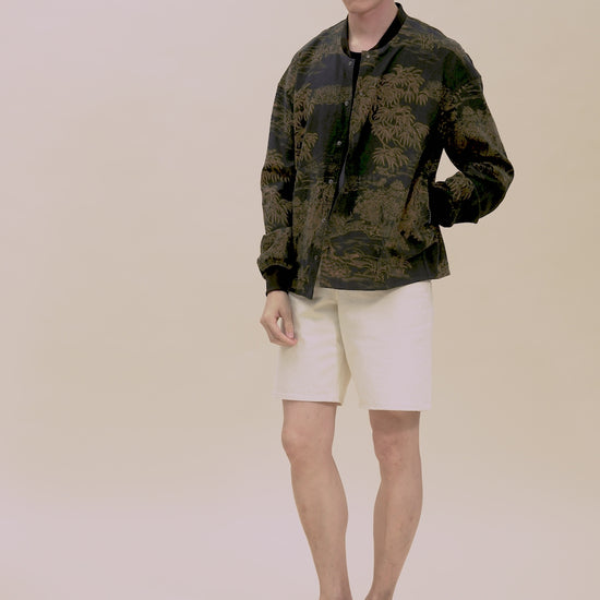 Silk Black Bamboo Bomber Jacket