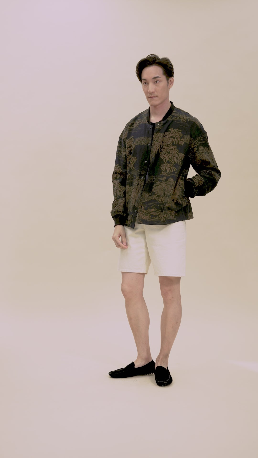 Silk Black Bamboo Bomber Jacket