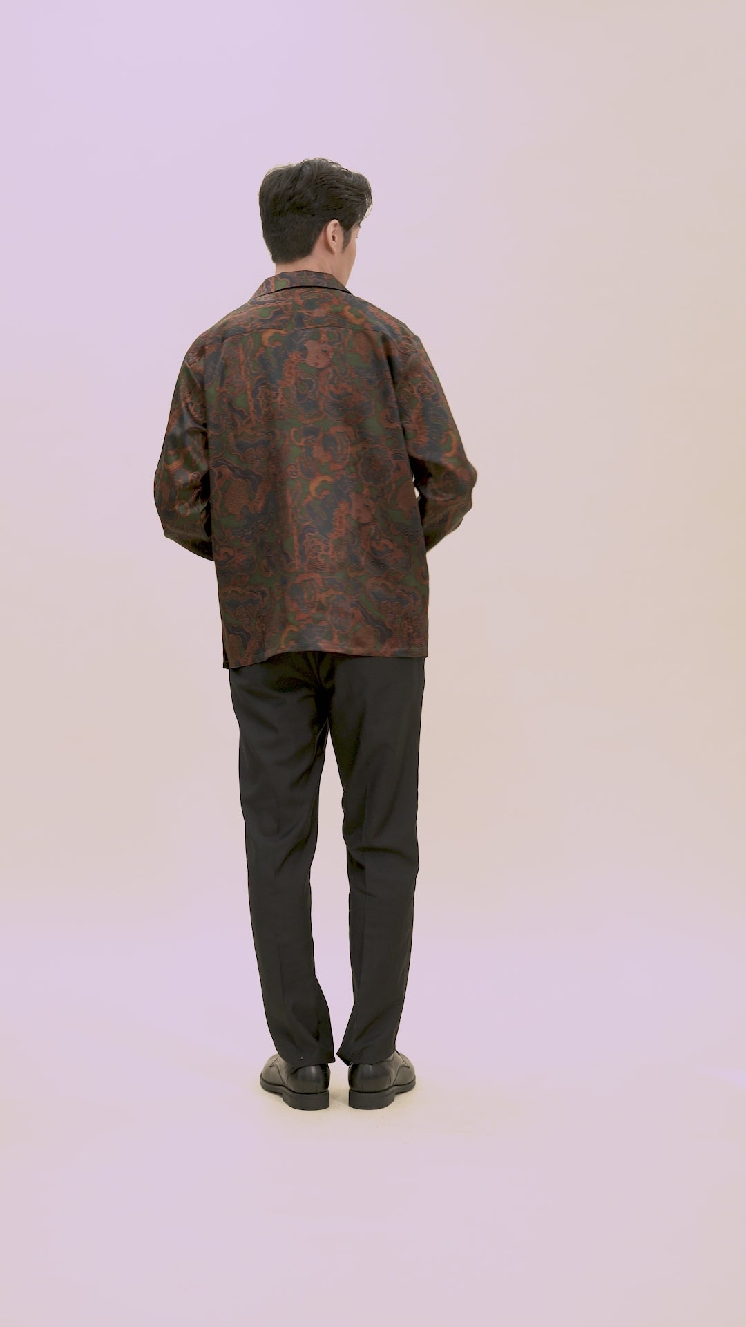 Green Crown of Thorns Long Sleeve Silk Shirt