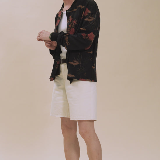 Silk Red Floral Bomber Jacket