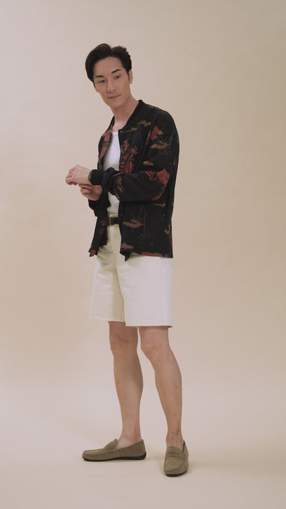 Silk Red Floral Bomber Jacket