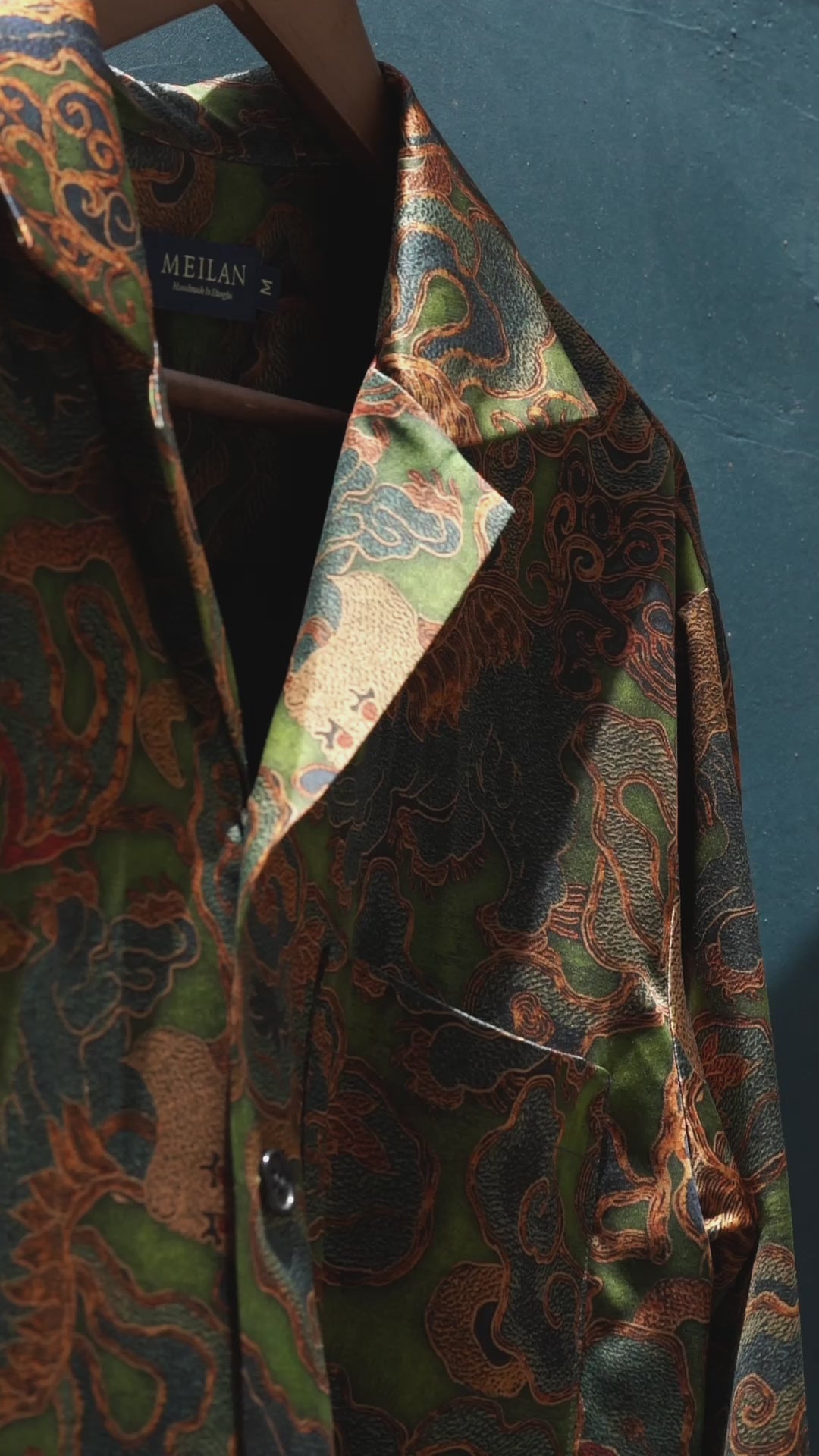 Green Crown of Thorns Long Sleeve Silk Shirt