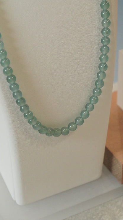 Bead Necklace - Jadeite - Bluish Green - #28