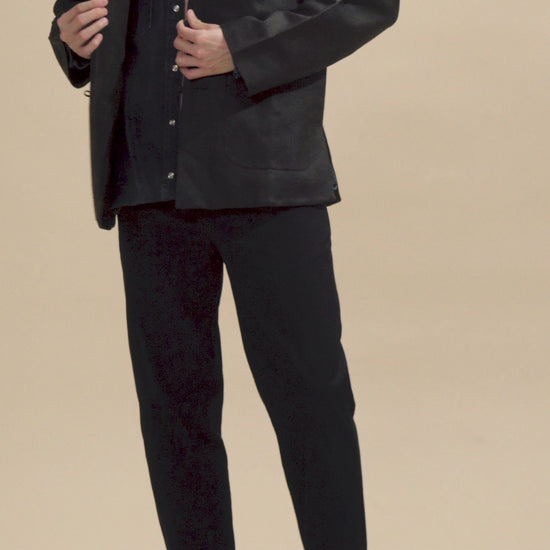 Brown Textured Silk Slub Tang Jacket