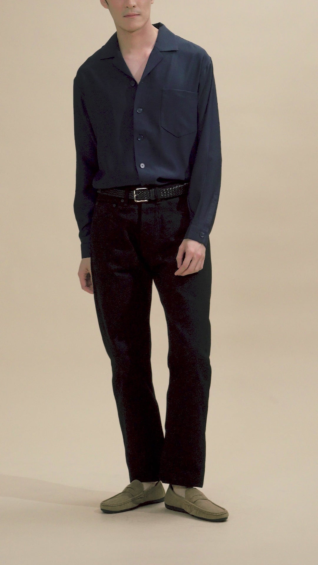 Blue Long Sleeve Silk Shirt