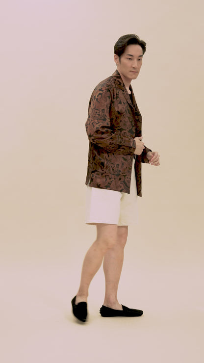 Black Gold Crown of Thorns Long Sleeve Silk Shirt 