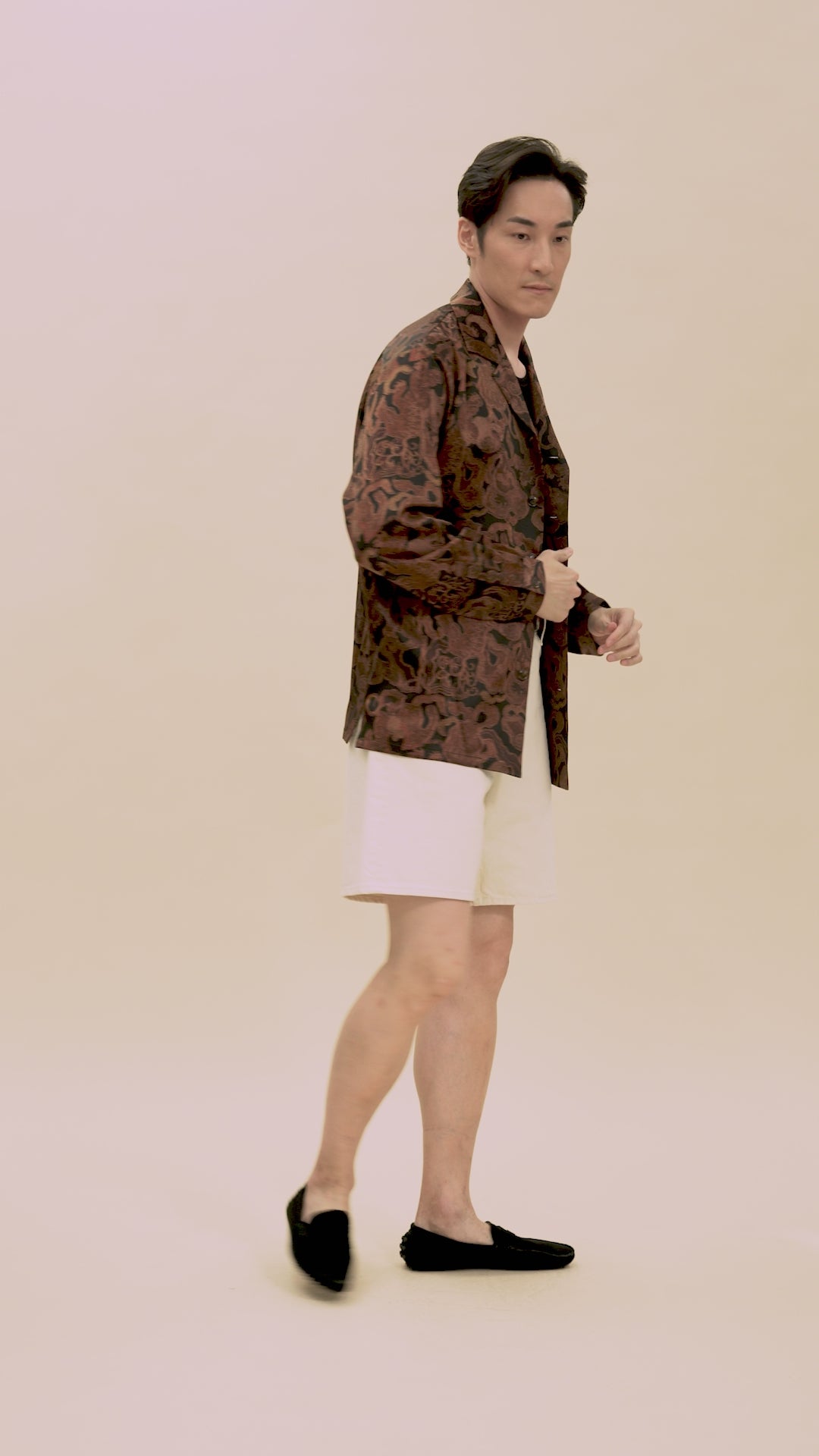 Black Gold Crown of Thorns Long Sleeve Silk Shirt 