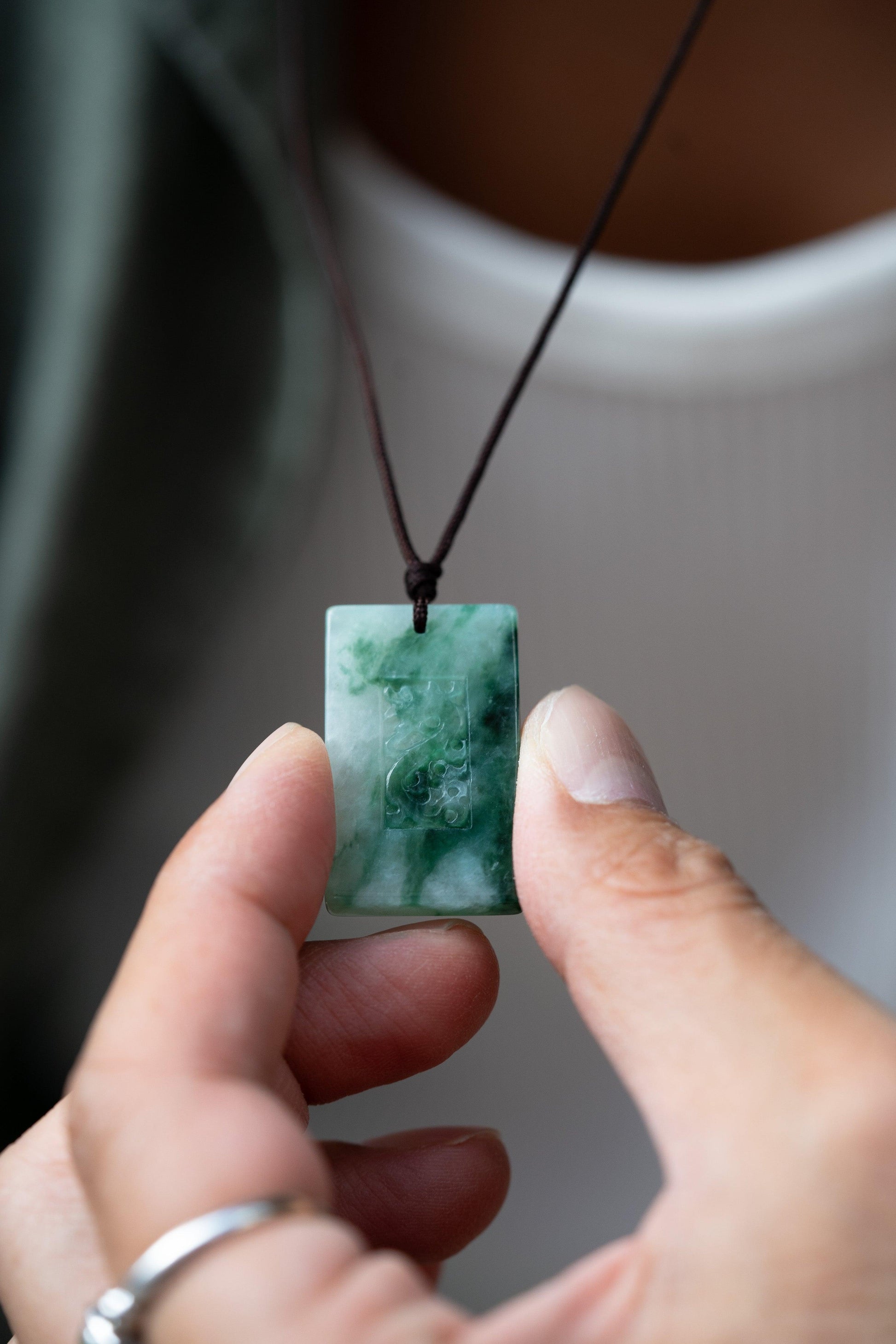 Tag with Engraved Dragon - Jadeite - #06 - Meilan Jewelry & Arts Ltd