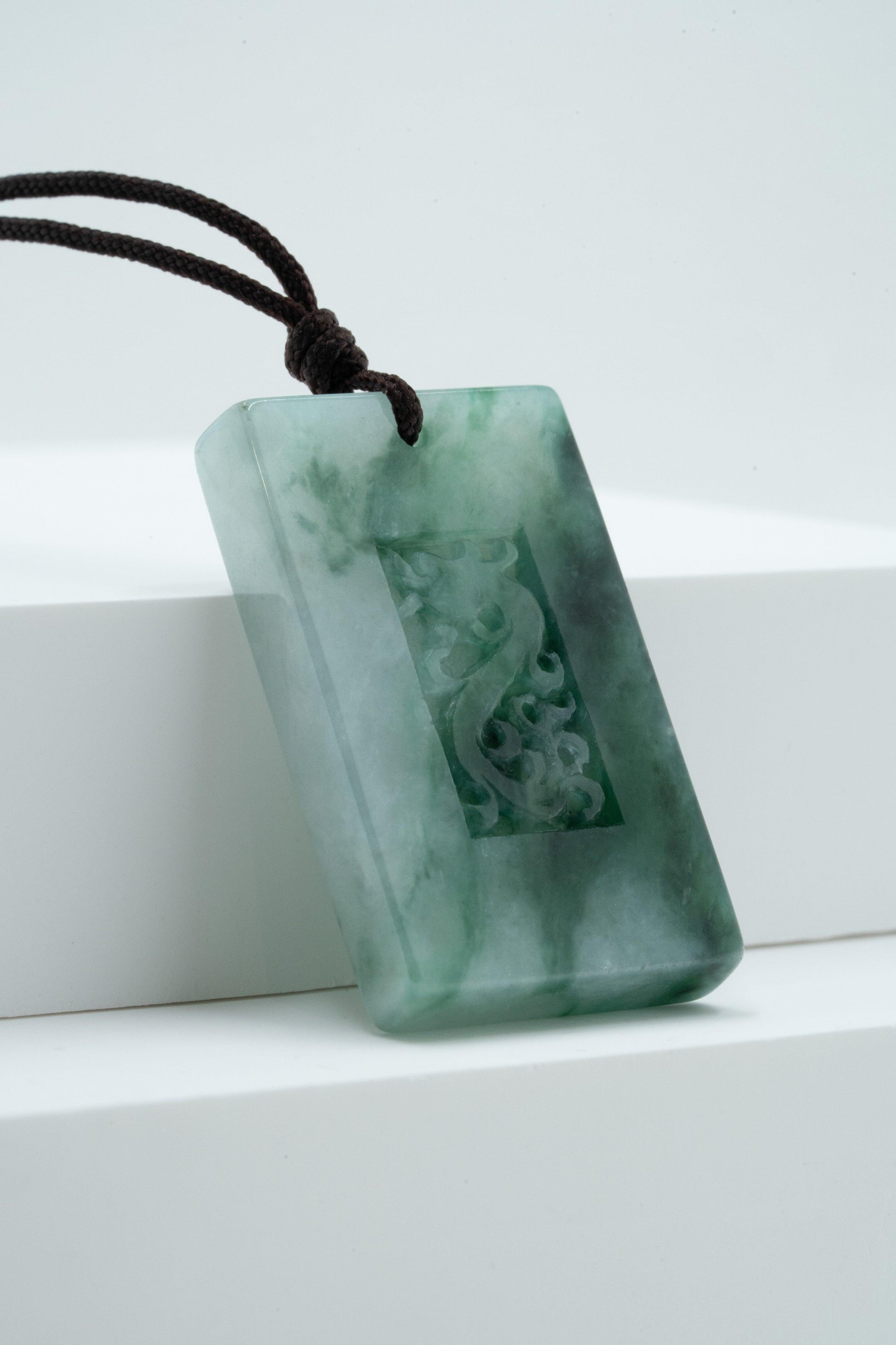 Tag with Engraved Dragon - Jadeite - #06 - Meilan Jewelry & Arts Ltd